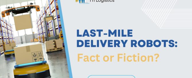 Autonomous last-mile delivery robot transporting a package on a city sidewalk