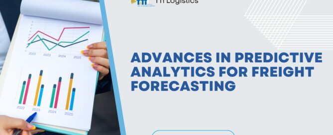 Predictive freight analytics dashboard showing logistics data, forecasting, and shipment tracking
