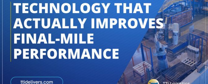 Last-mile delivery technology tracking shipment on a digital logistics system