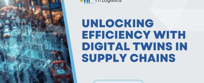 Digital twin model displaying connected warehouse, transportation, and supply chain operations