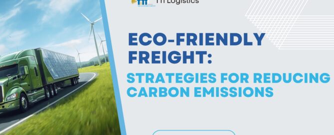 Freight truck traveling through a logistics network representing eco-friendly freight and reduced transportation emissions